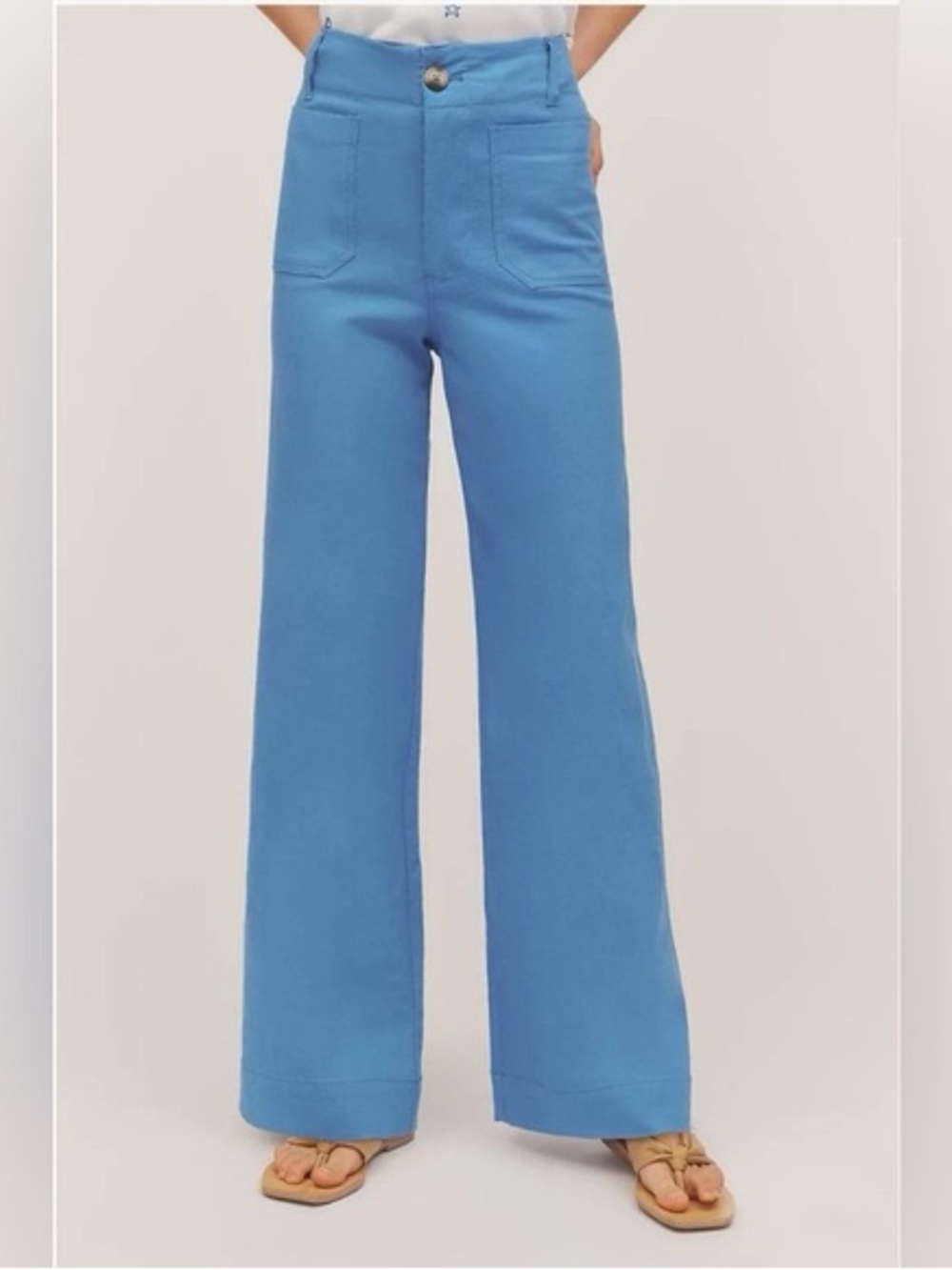 Anthropologie Maeve The Colette wide leg pant medium blue Size 31   25.5” inseam